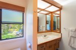The guest bathroom provides lots of extra space for guests